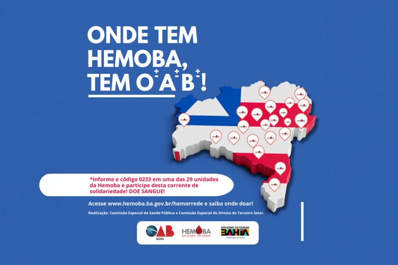 [ OAB Bahia e Hemoba lançam campanha para doação de sangue]